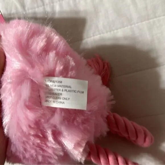 PETSHOPPE Pink Flamingo Plush Rope Squeaky Sound Dog Toy - Picture 6 of 7